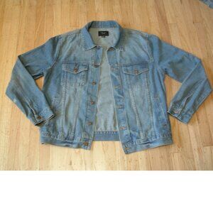 Triot Los Angeles Mens Jean Jacket Denim XL Distressed Faded Look NICE COND!